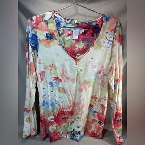 Coldwater Creek colorful abstract Long Sleeve Top